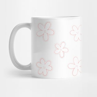 Minimal Abstract Flowers - White with Blush pink border Mug